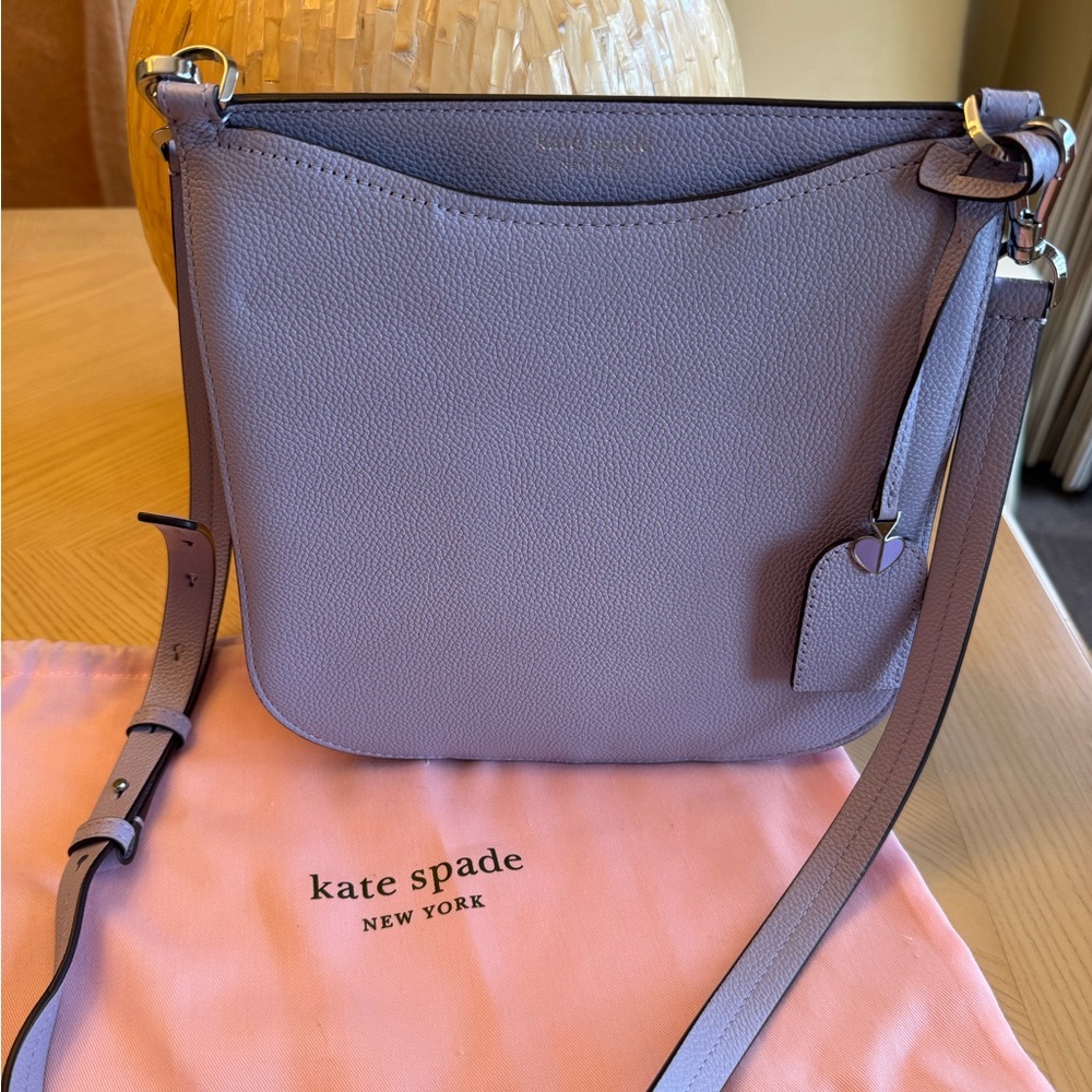 Kate Spade Lavender Crossbody Bag with Adjustable Straps and heart charm - NWOT